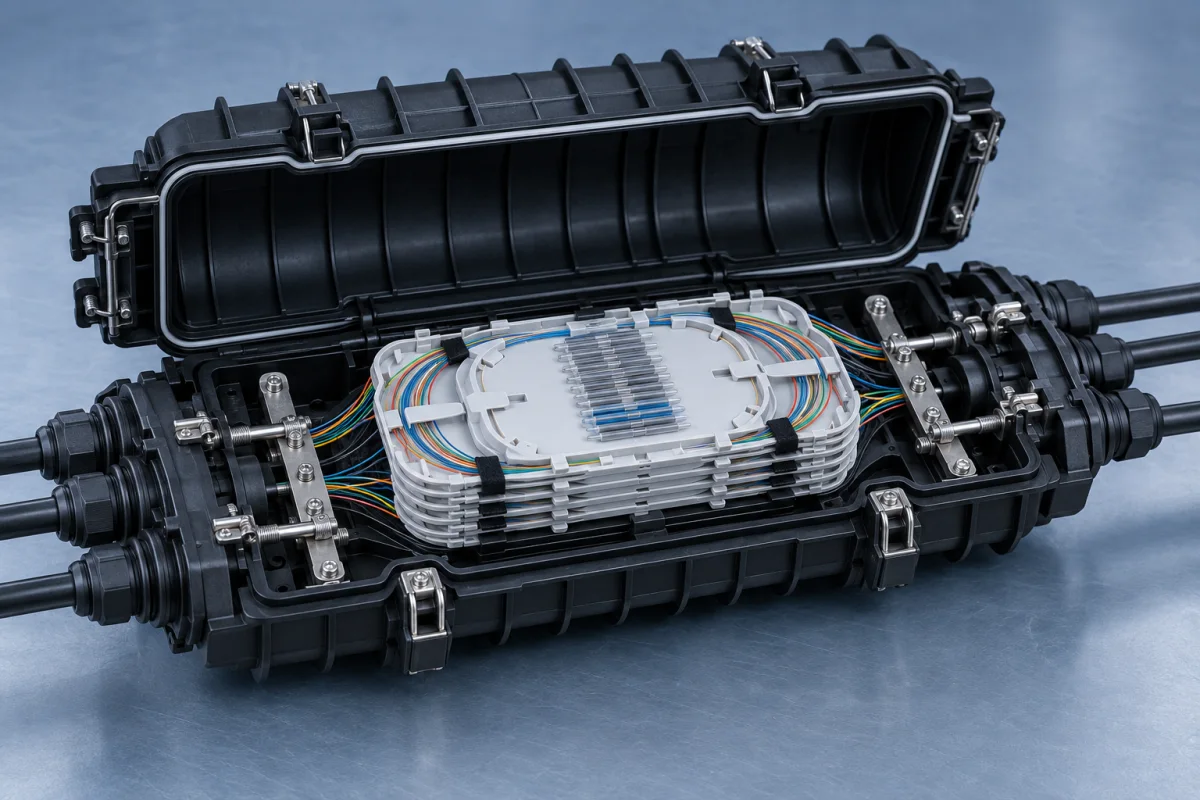 Fiber splice closure for outdoor cable jointing